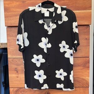 Black Floral Sandro Men's Shirt